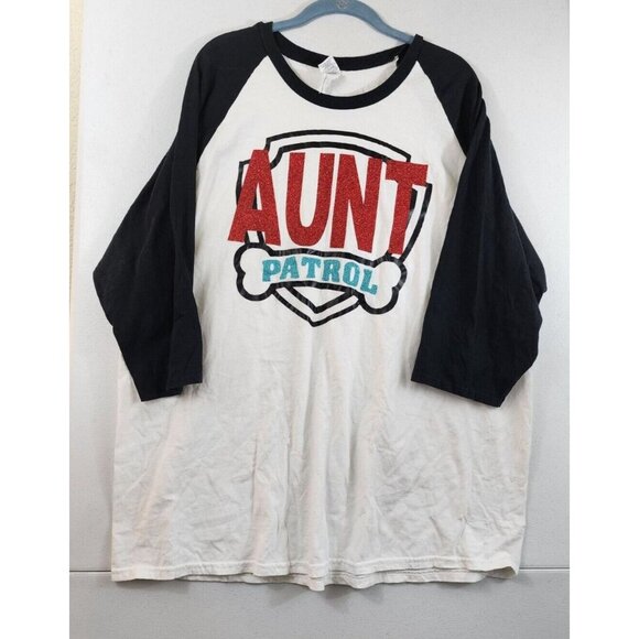Womens 2XL Aunt Patrol Gildan Heavy Cotton 3/4 Sleeve Raglan T-Shirt - Picture 1 of 5